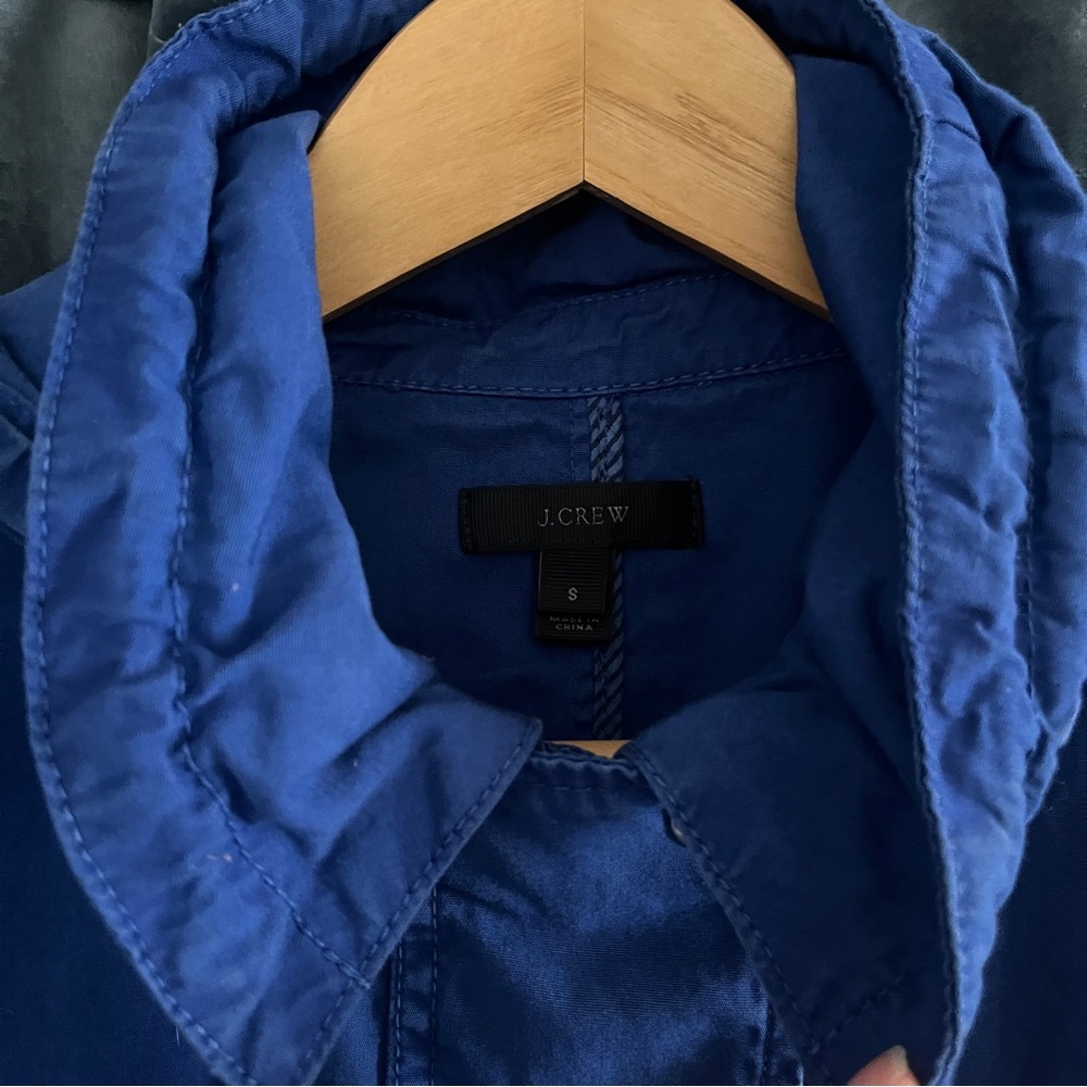J Crew Women’s Blue Lagoon Fatigue Hooded Boyfriend Utility Jacket Cinch Waist - Picture 5 of 16